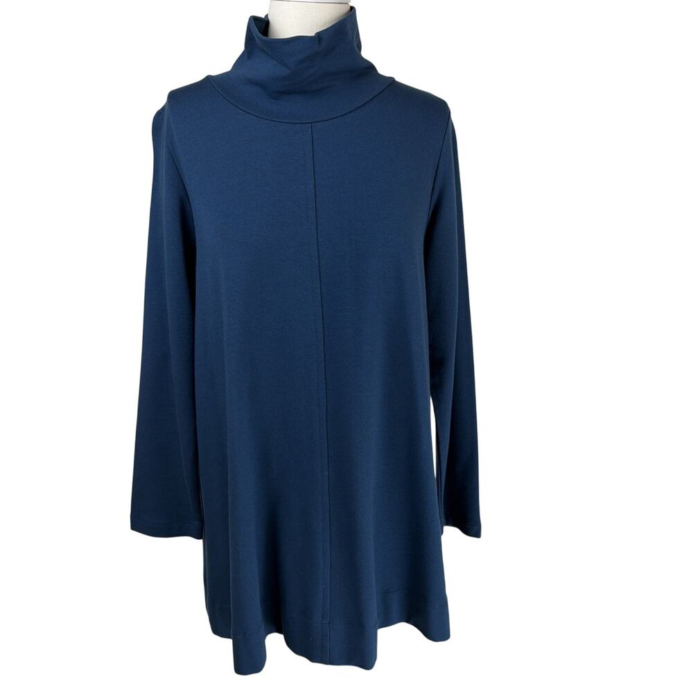 NWT Chalet Jolen Blue Cotton Blend Cowl Neck Long Tunic Top Size XL USA